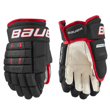BAUER PRO SERIES Glove Junior,Black Red,medium
