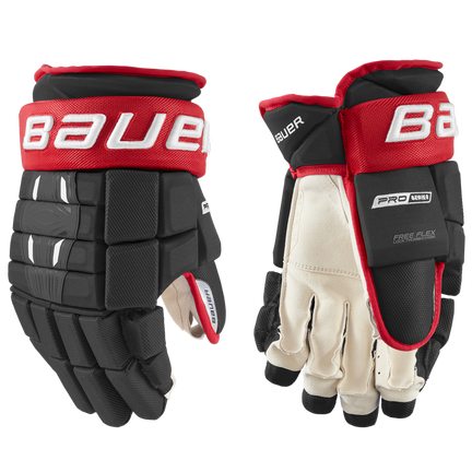 BAUER PRO SERIES Glove Senior,Black Red,medium