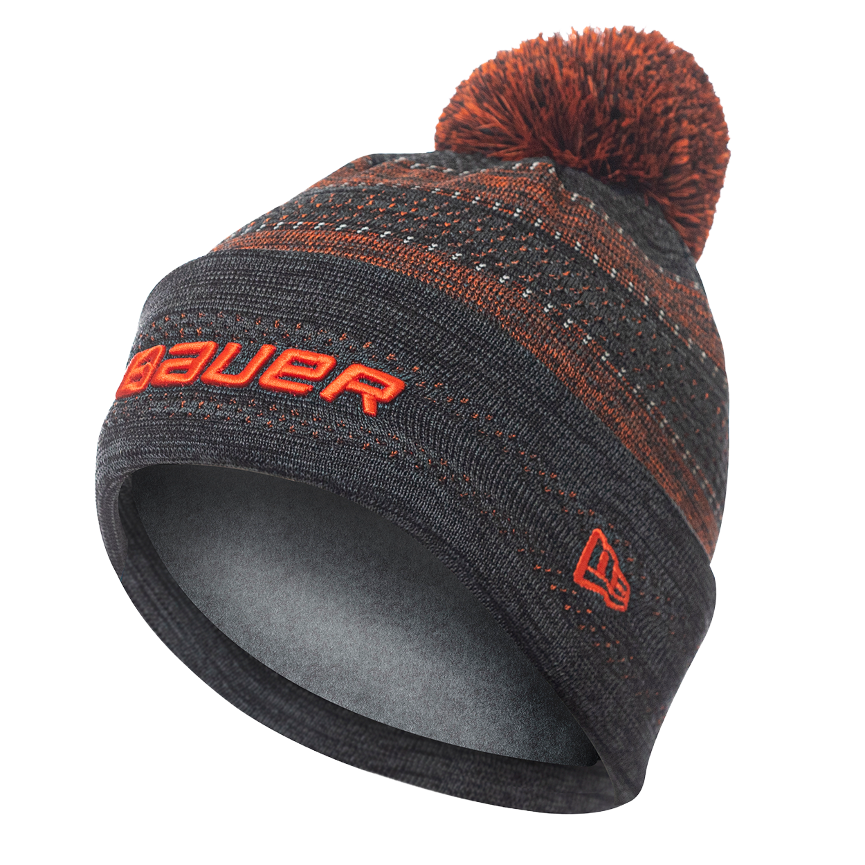 New Era Color Pop Pom Knit Stripe Beanie Senior Orange Bauer