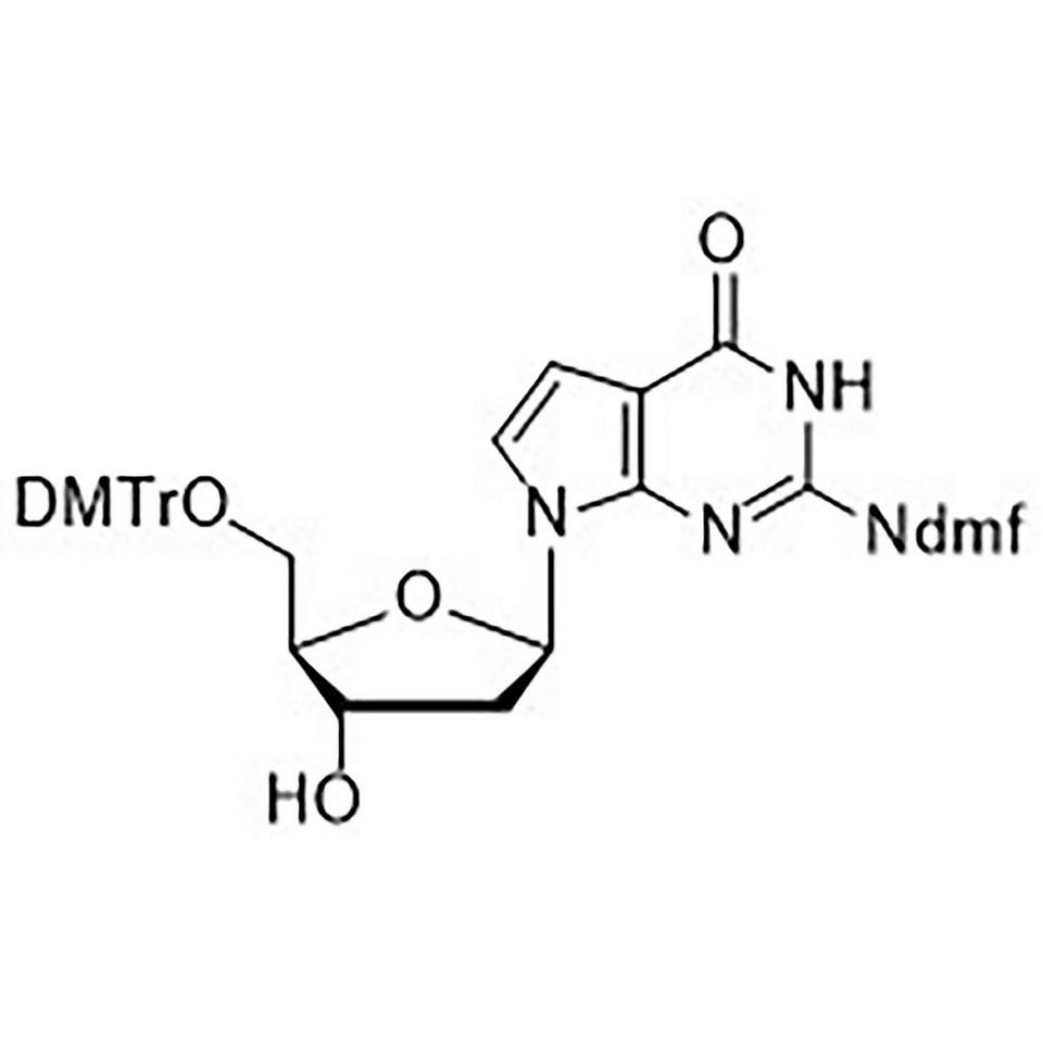 5'-O-(Dimethoxytrityl)-N2-(dimethylaminomethylidene)-7-deaza-2'-deoxyguanosine, 100 mg, Glass Screw-Top