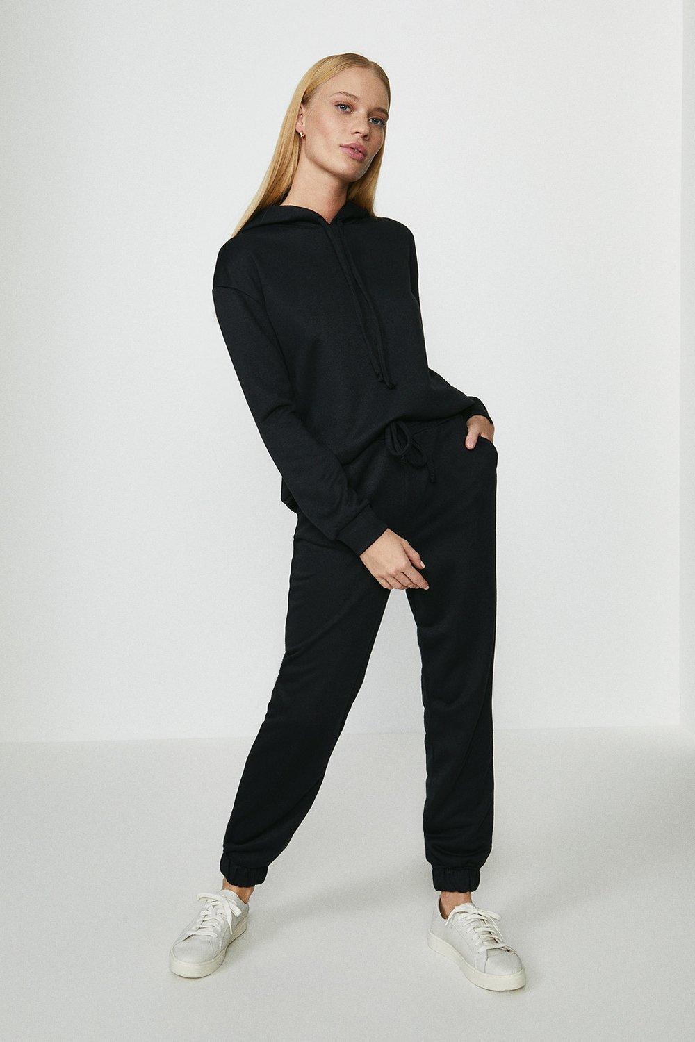black hoodie grey joggers