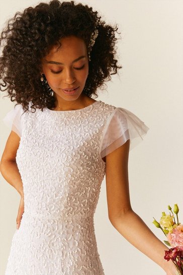Coast – Premium Puff Sleeve Satin Dress Robes de mariée à moins de 200 euros COAST