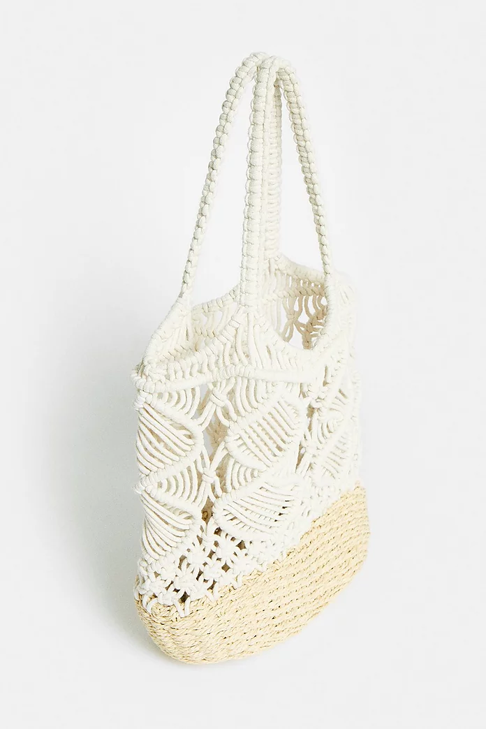 Ssense Herren Accessoires Taschen Shopper Brown & Off-White Crochet Bag 
