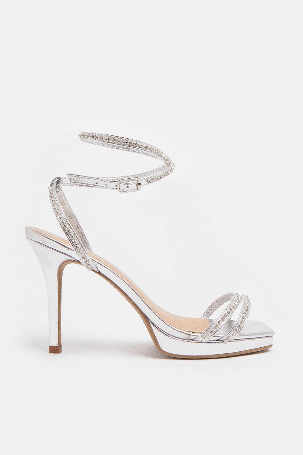 silver prom platform heels