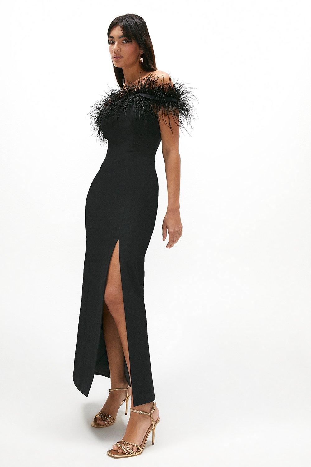Premium Feather Bardot Maxi Dress | Coast