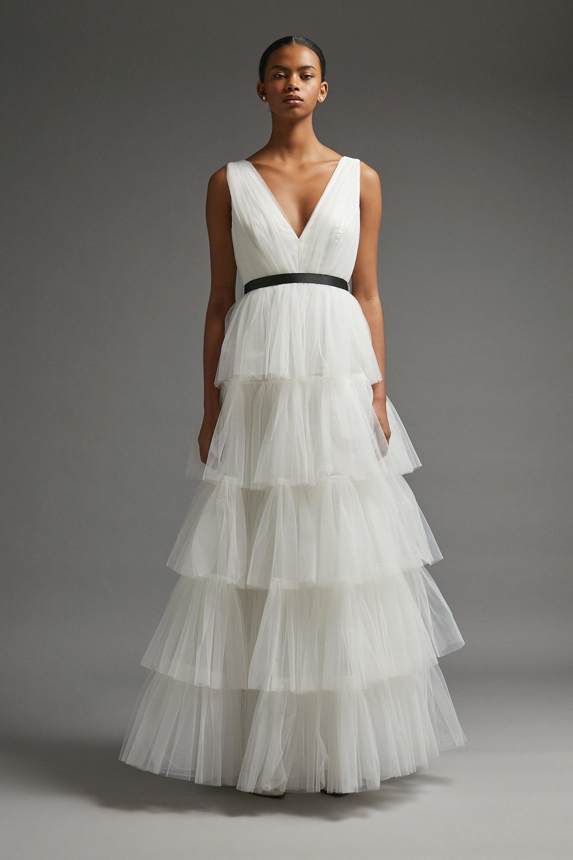 tiered tulle gown