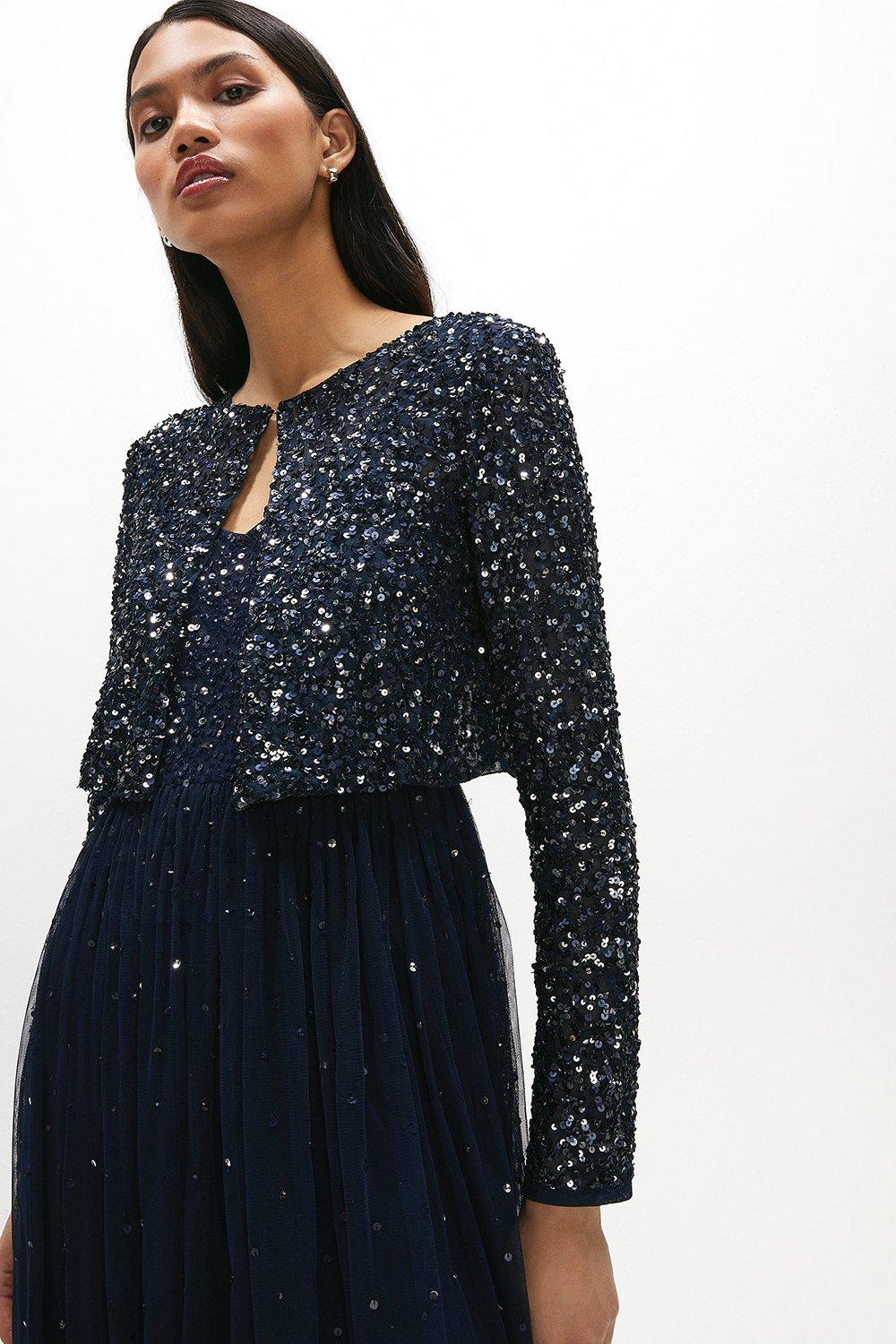 navy blue sequin jacket