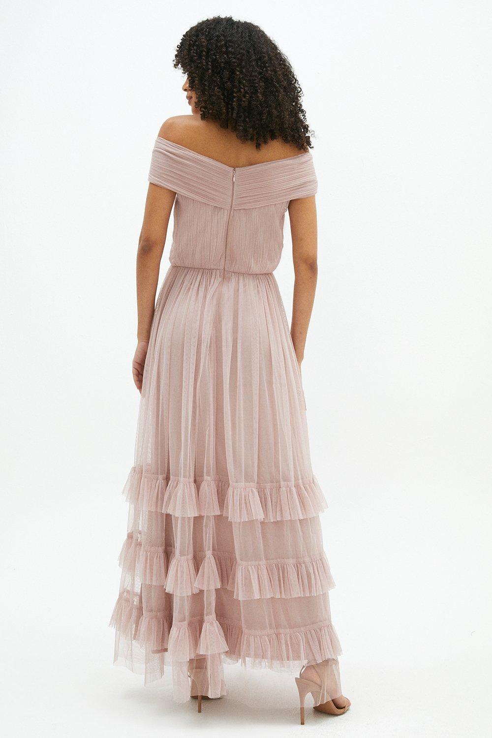 tulle bardot dress