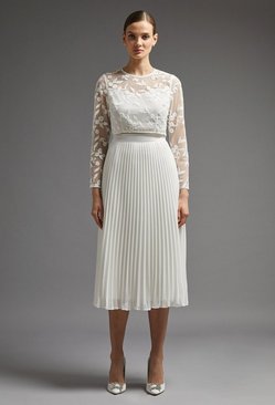 Pleated Bridal Midi Skirt