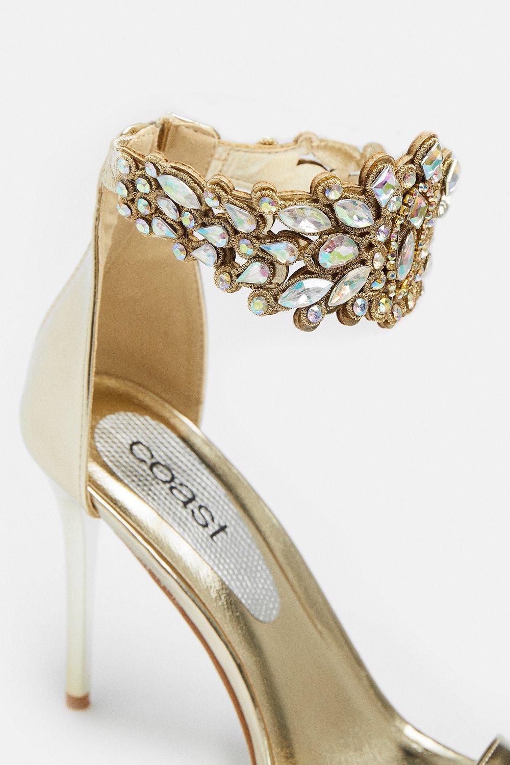 embellished ankle wrap heels