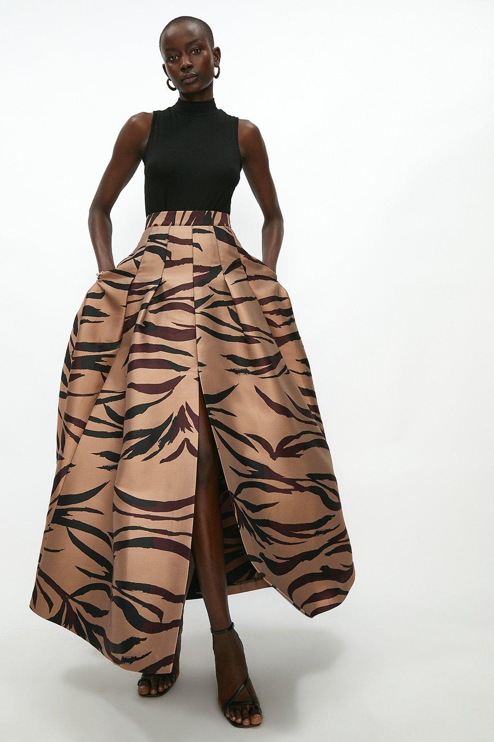 Animal Print Jacquard Skirt