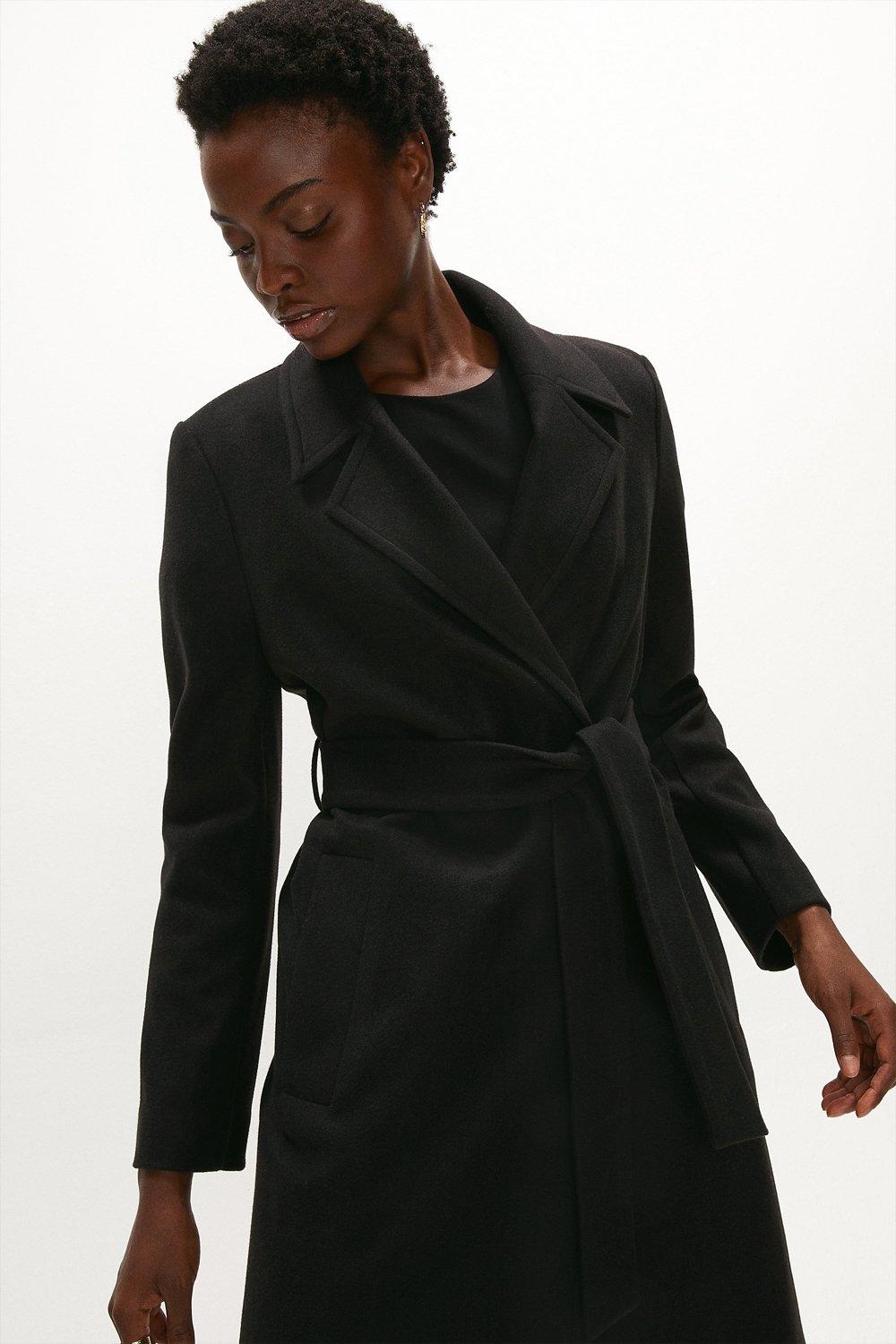 long black coat belted