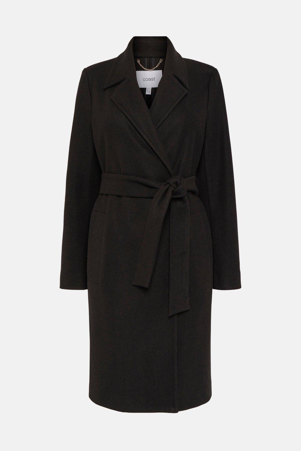 long black coat belted