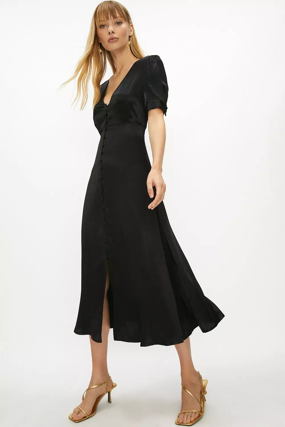 Button Up Satin Maxi Dress Coast | escapeauthority.com