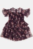 Multi Girls Floral Tiered Tulle Dress