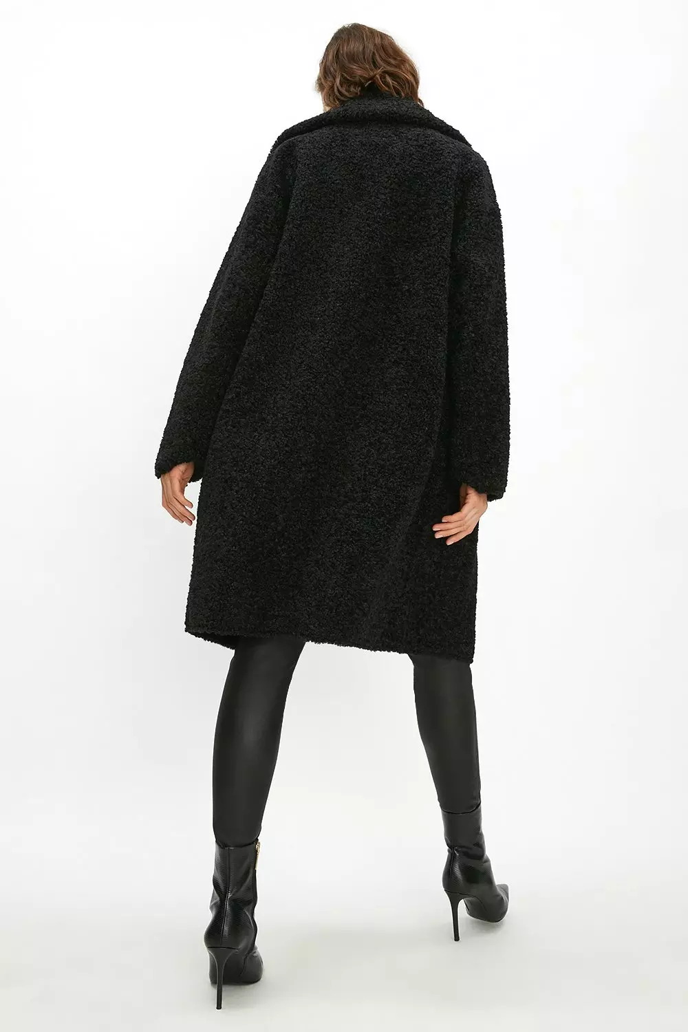 Longline borg hot sale coat black