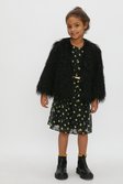 Black Girls Long Faux Fur Cropped Coat