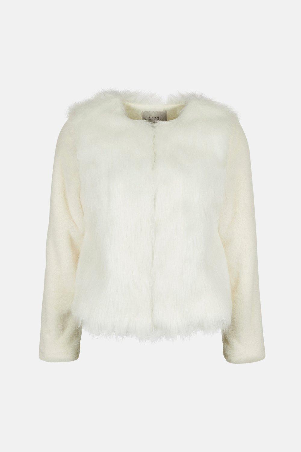 white fur cropped jacket