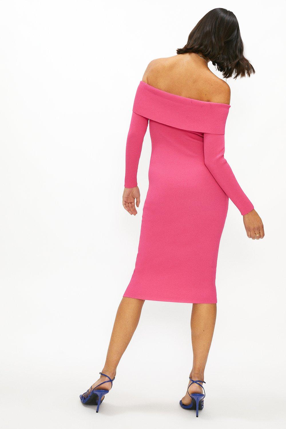 neon bardot dress