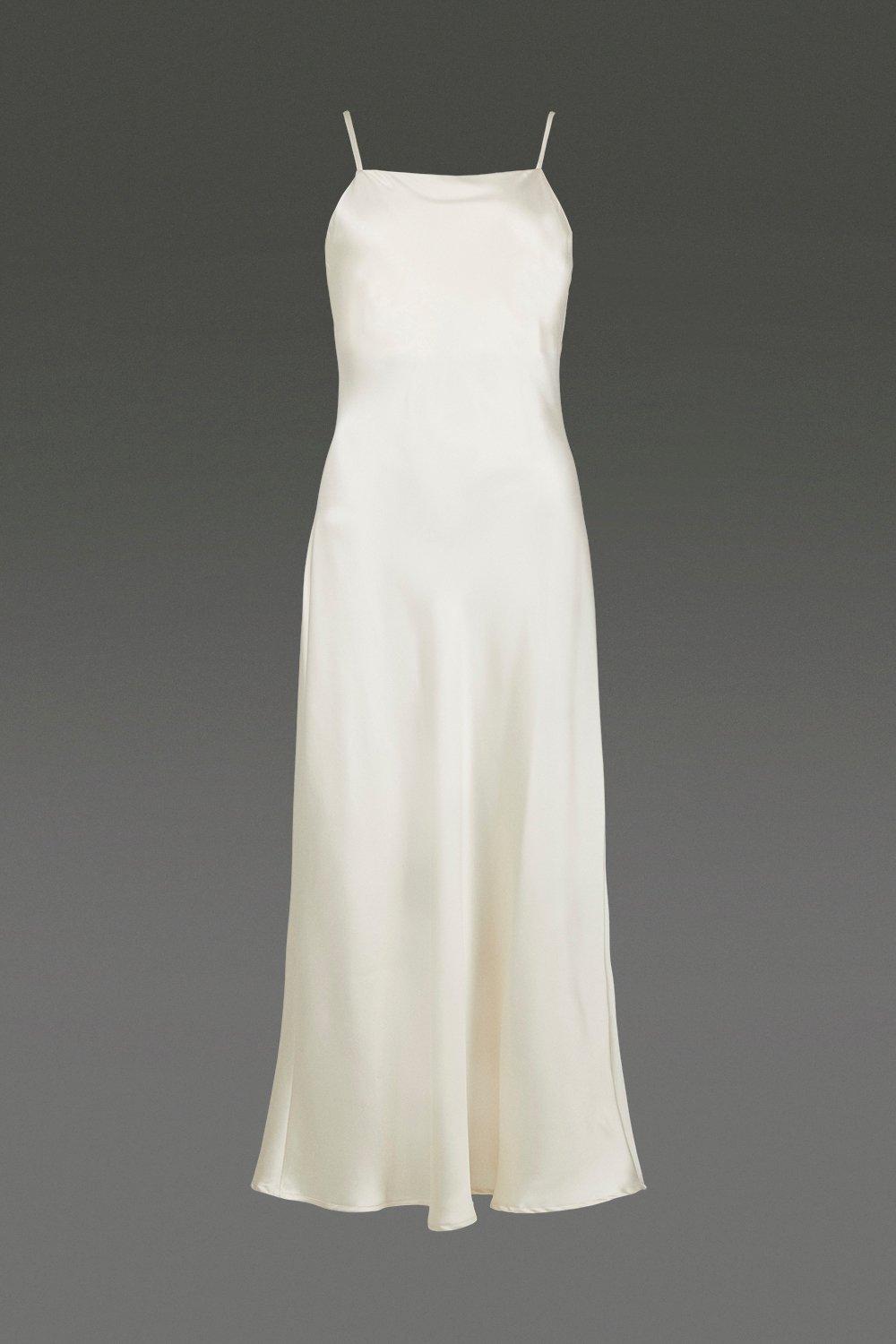 white silk cami dress