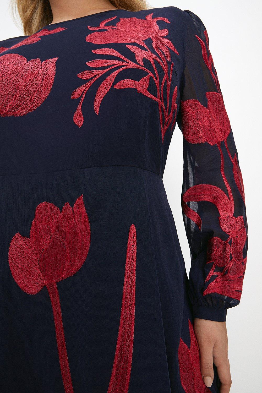 navy dress with red flowers