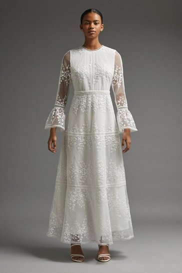 Coast – Plus Size Bardot Neck Embroidered Midi Dress Robes de mariée à moins de 200 euros COAST