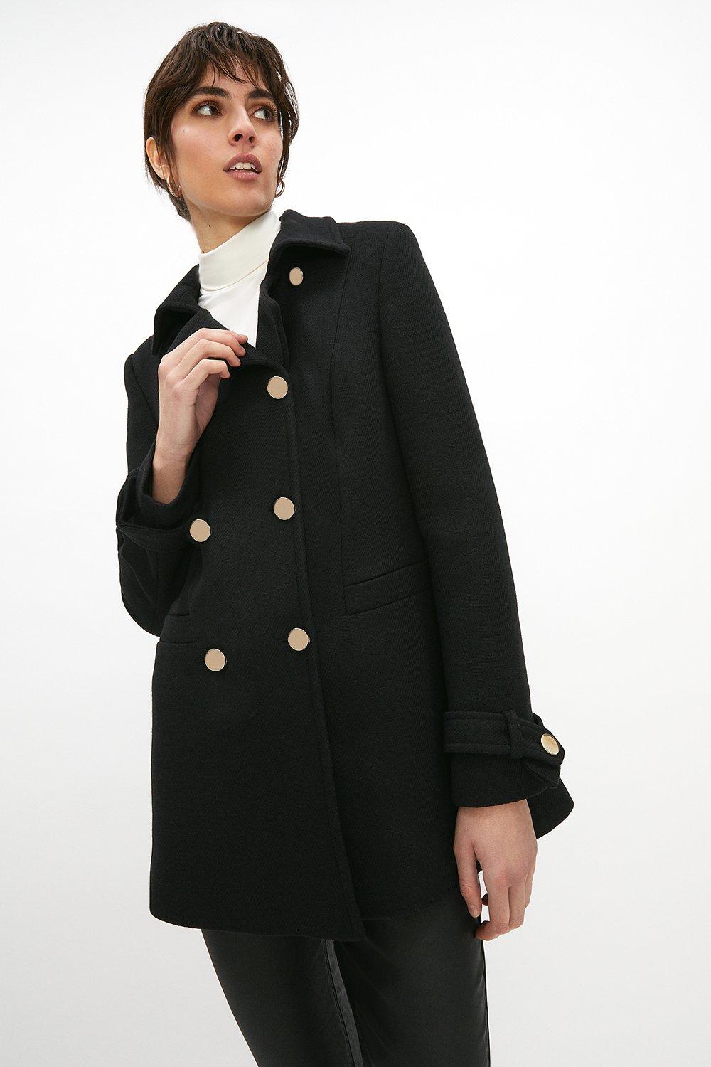 black short military coat