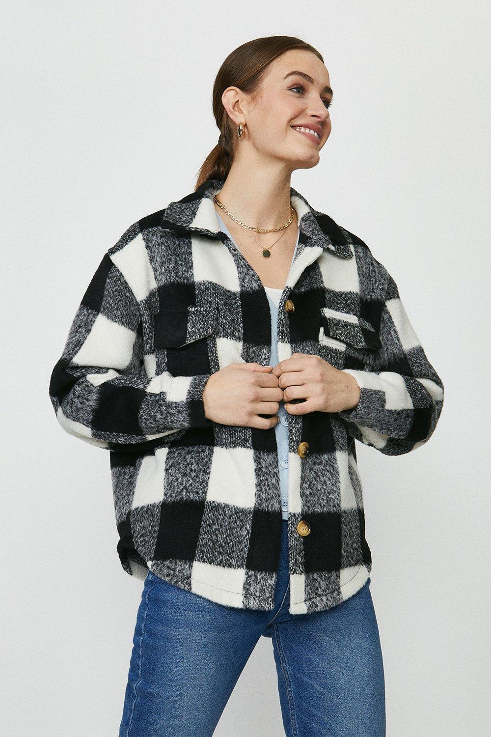 womens checked shirt jacket