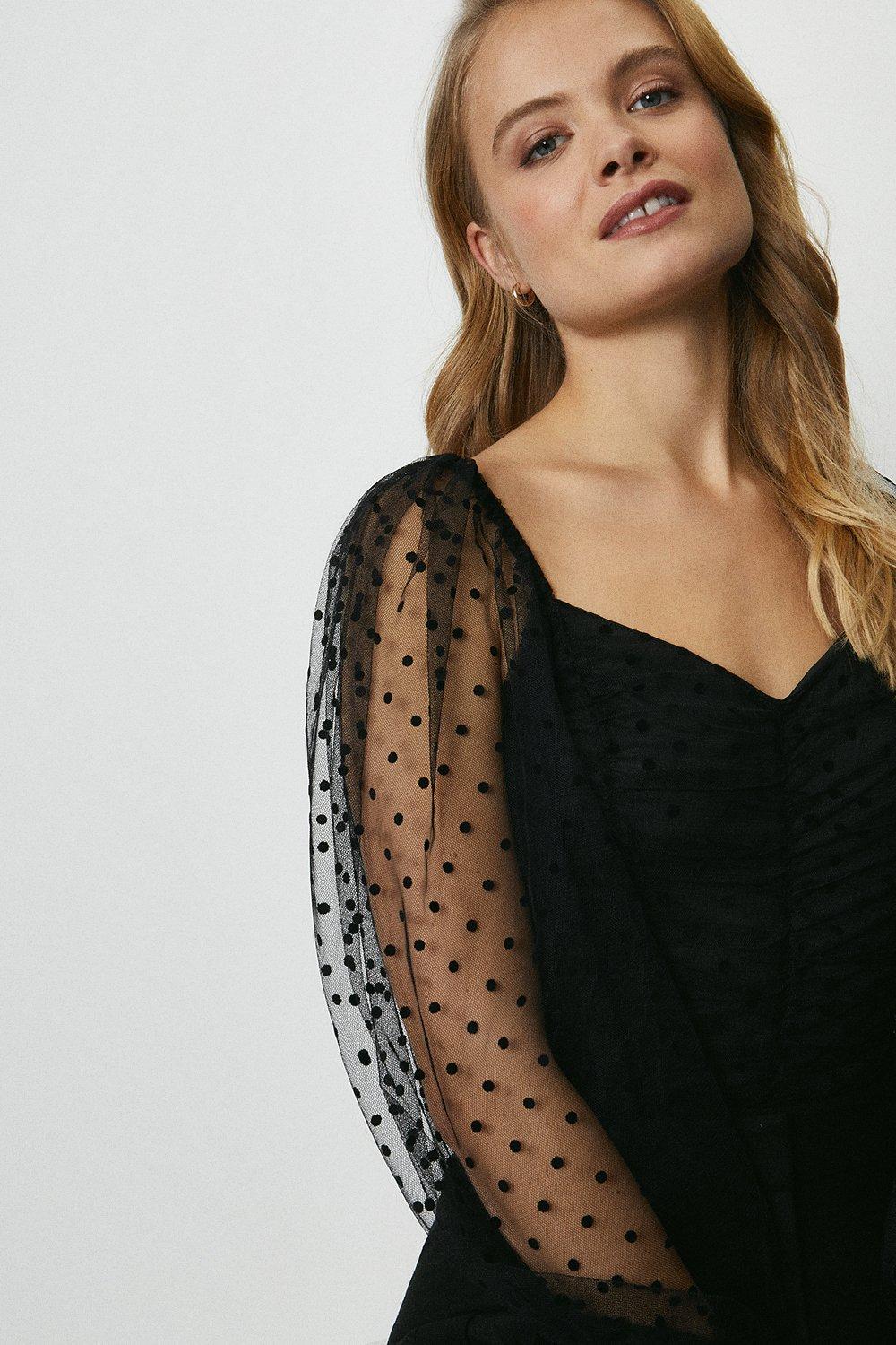 coast polka dot mesh sleeve dress