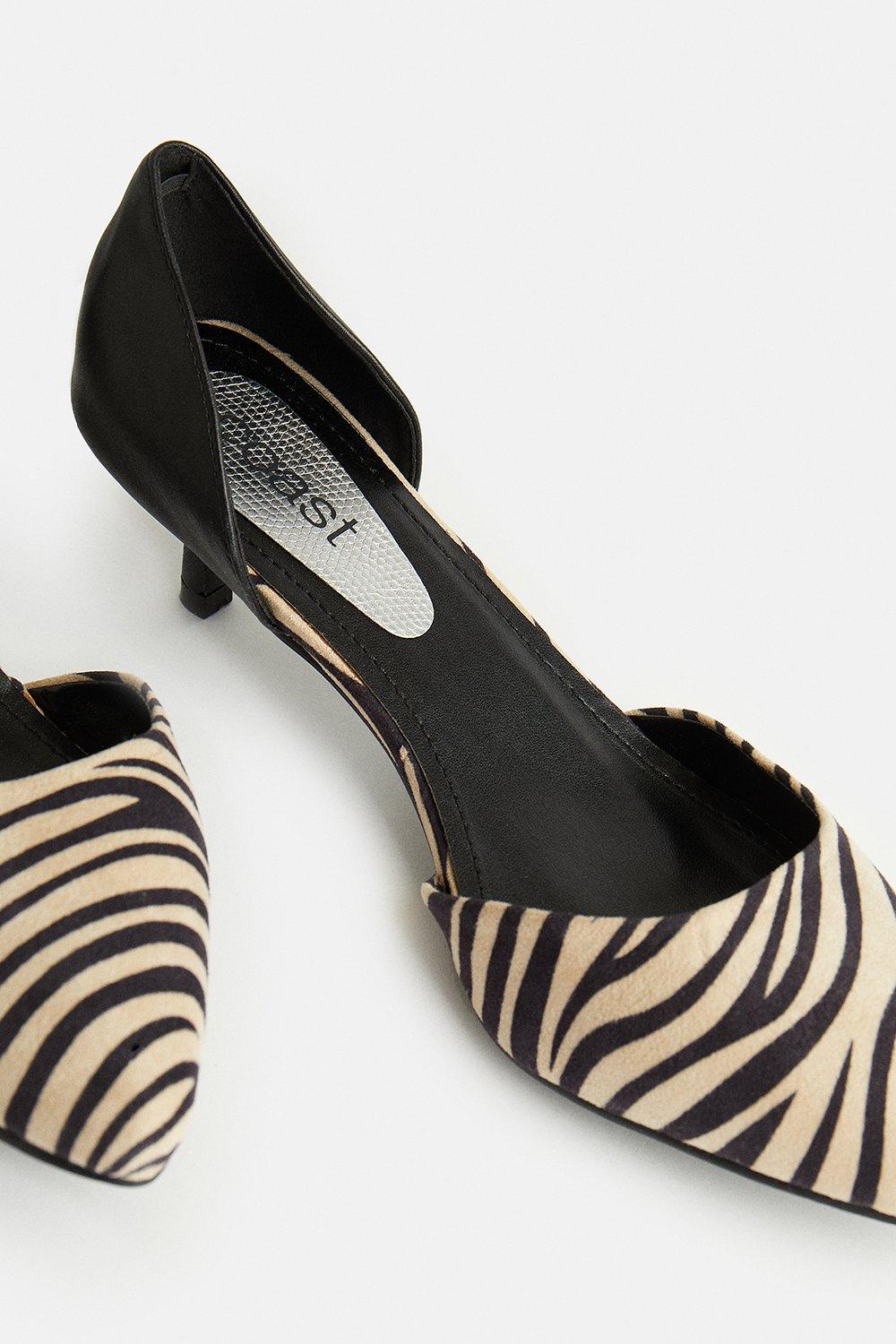 zebra print kitten heel shoes
