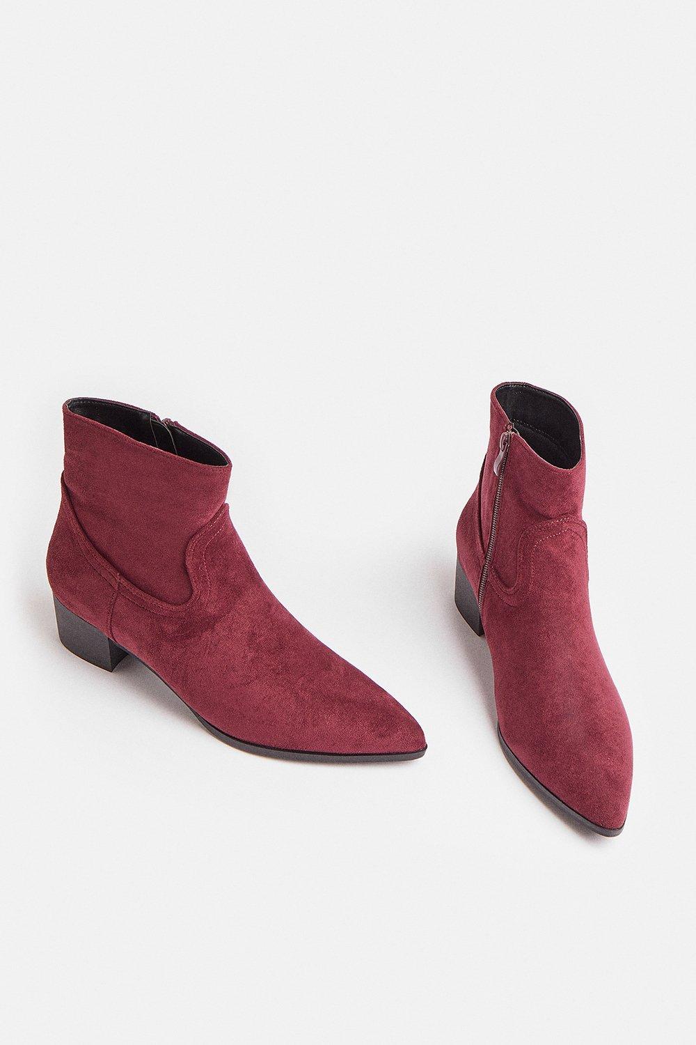 berry red ankle boots