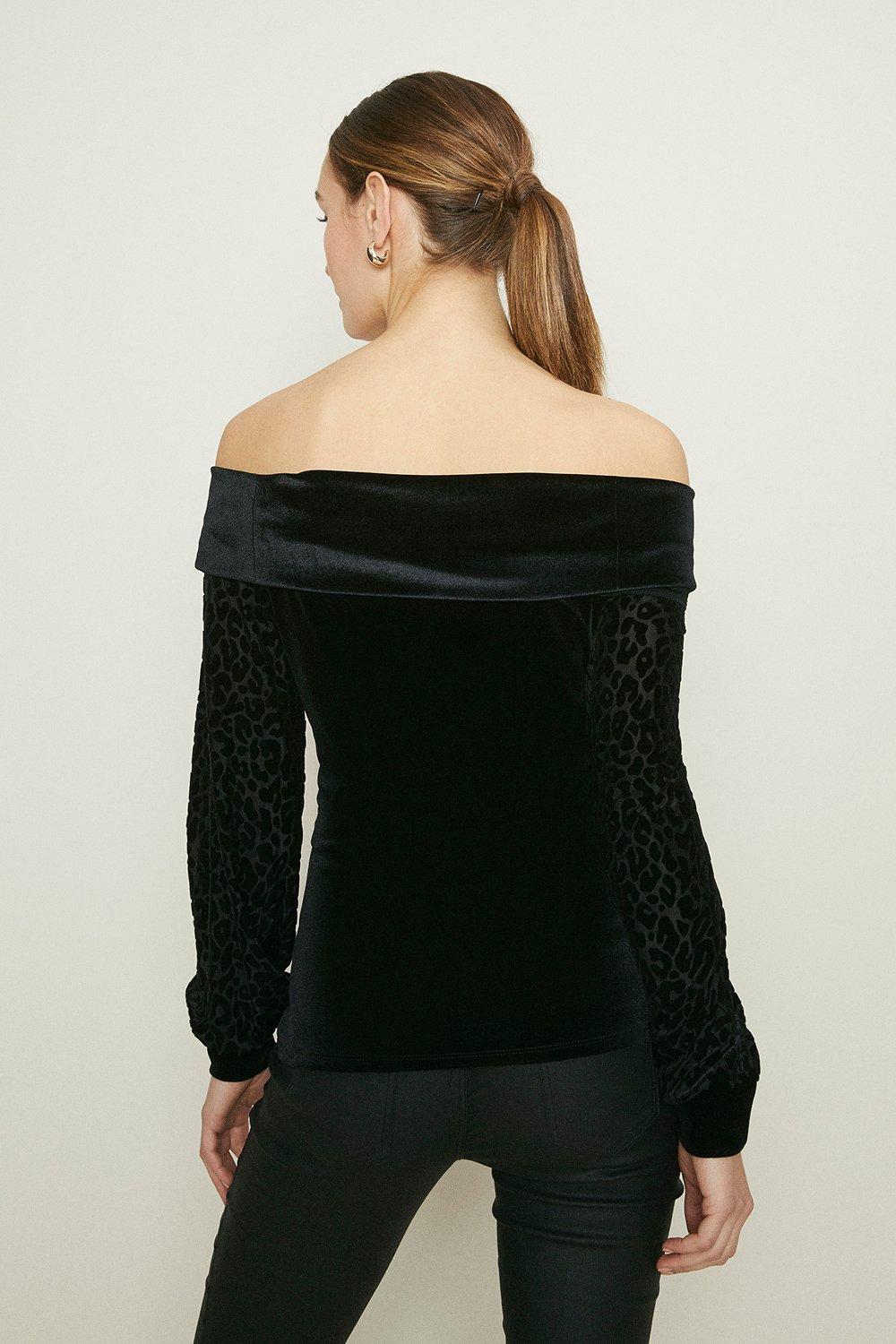 black velvet bardot top