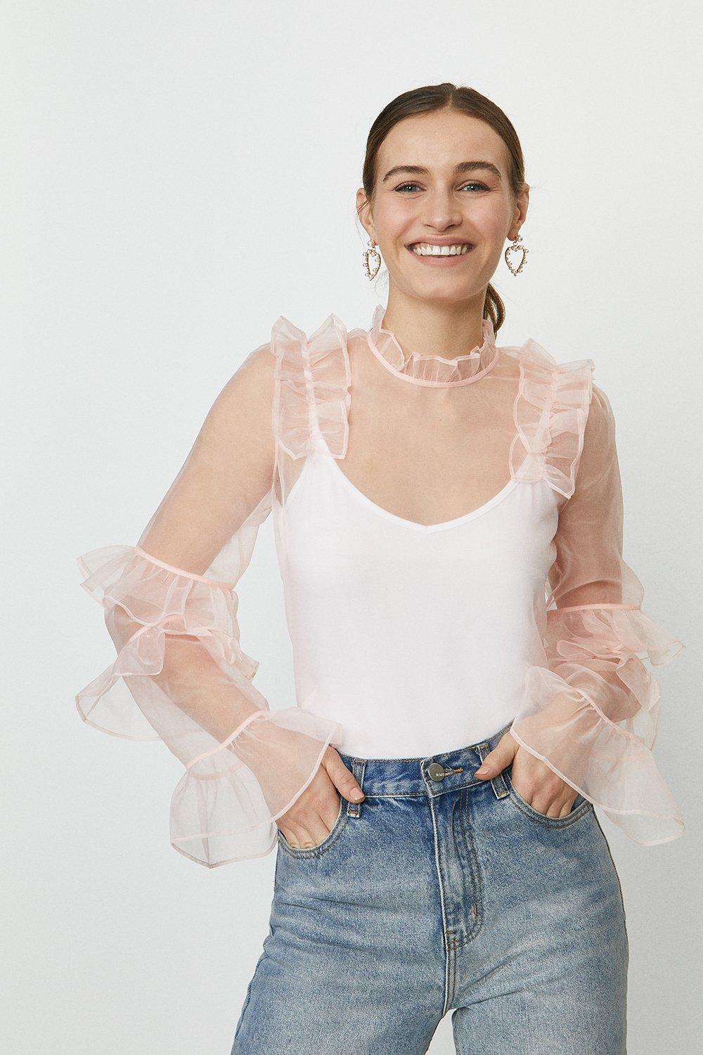 mesh ruffle top