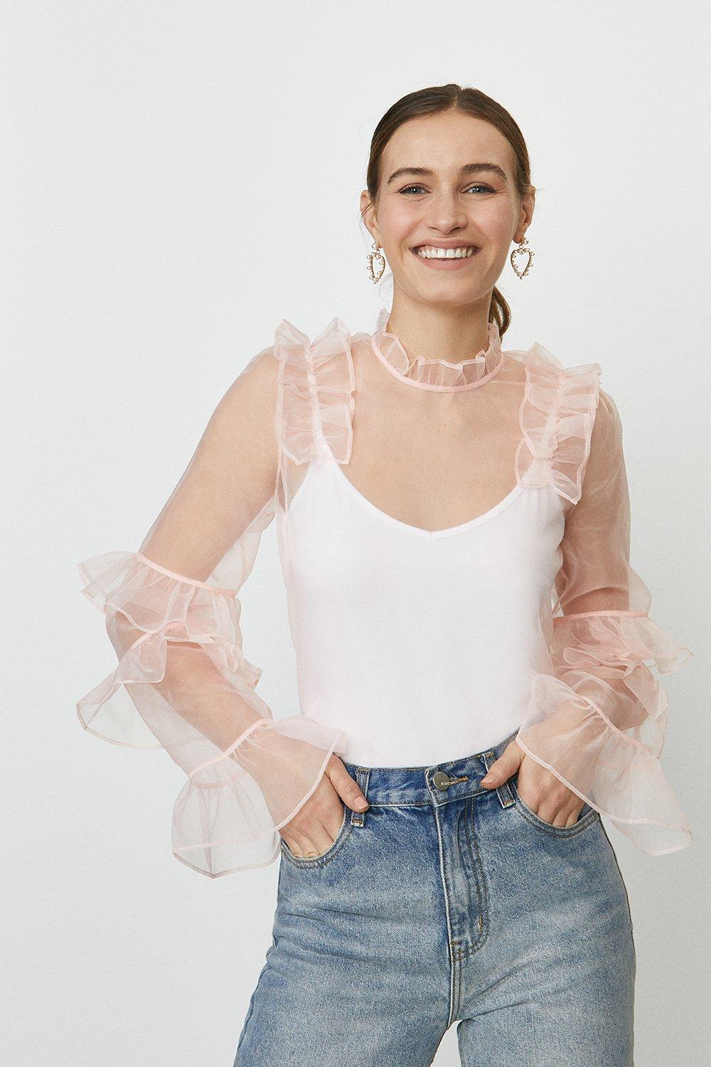 coast ruffle organza top