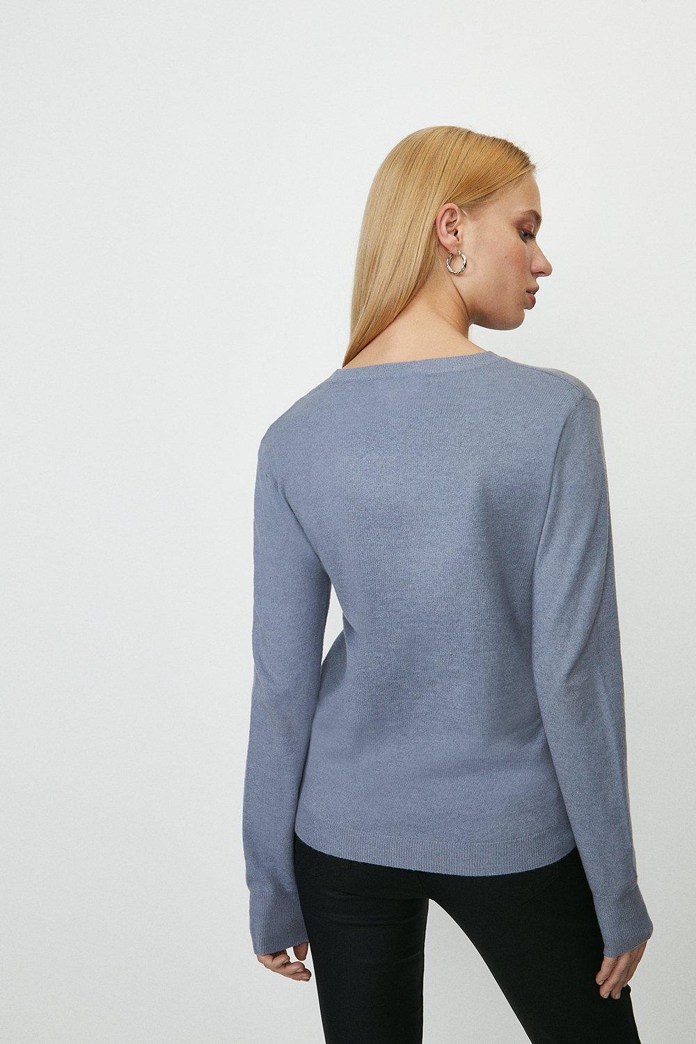 grey jumper with diamante neck