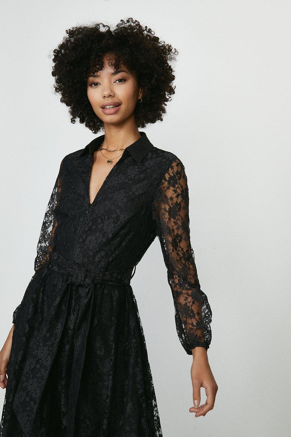 Sheer Lace Long Sleeve Midi Dress | Coast