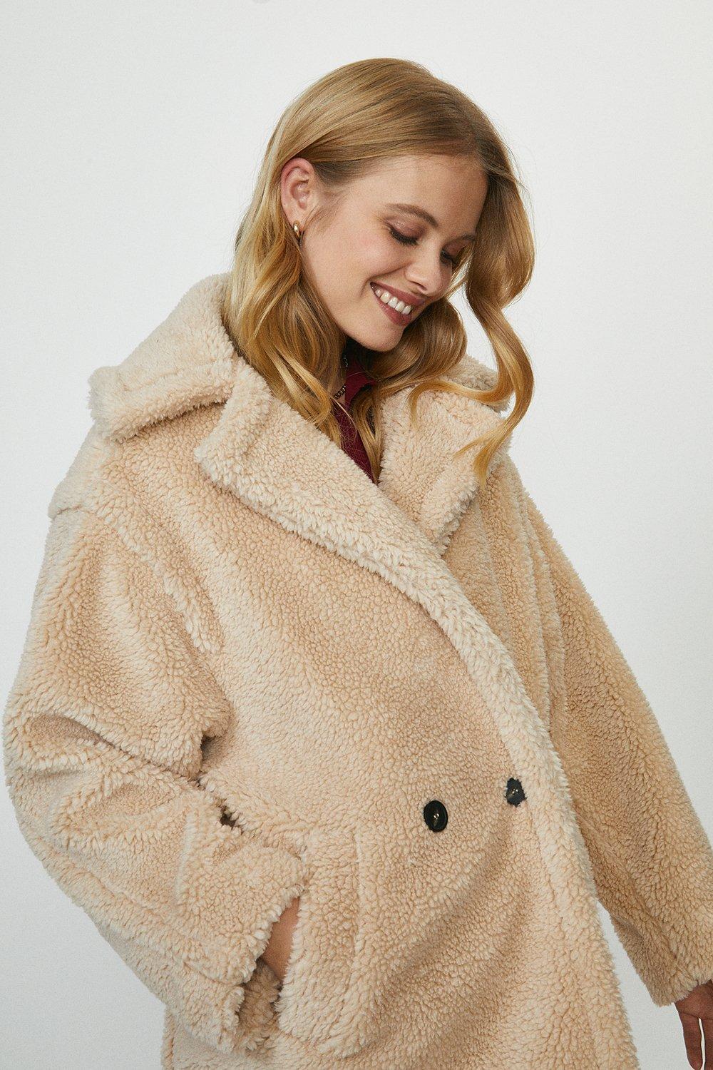 oversized teddy faux fur coat