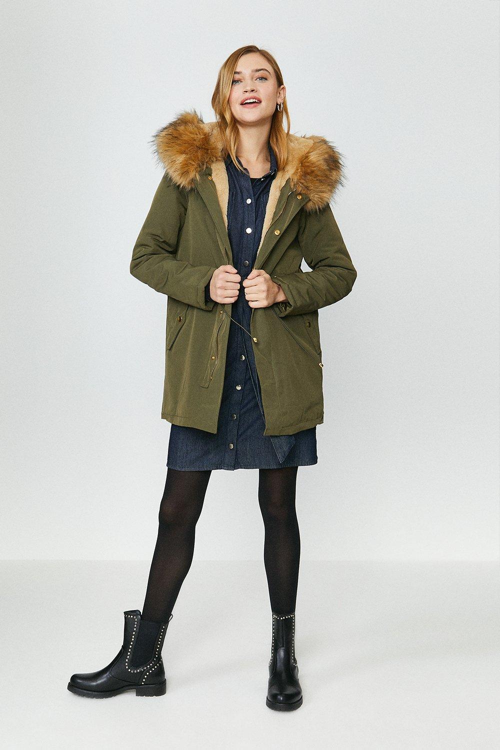 khaki hooded parka