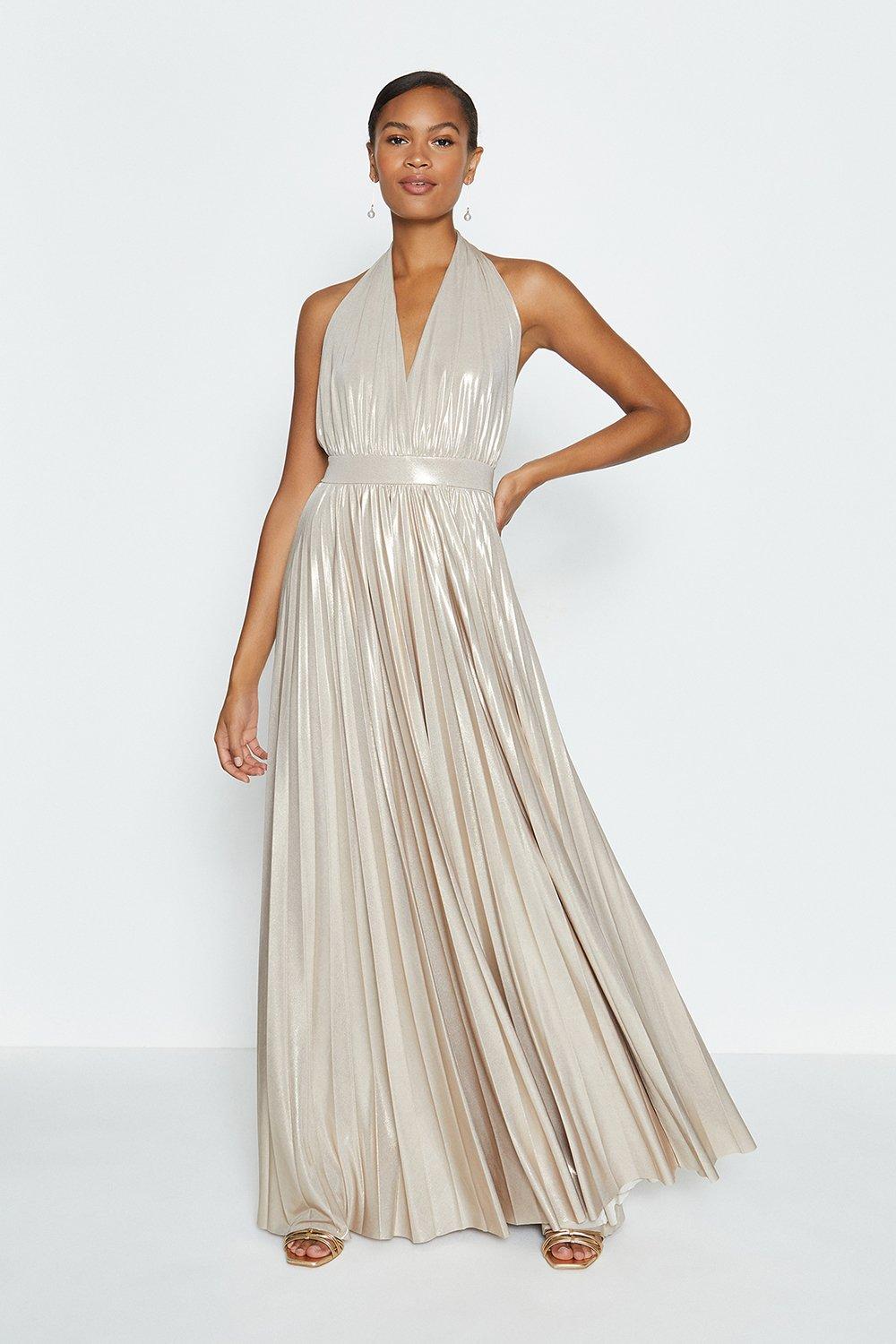 gold metallic maxi dress