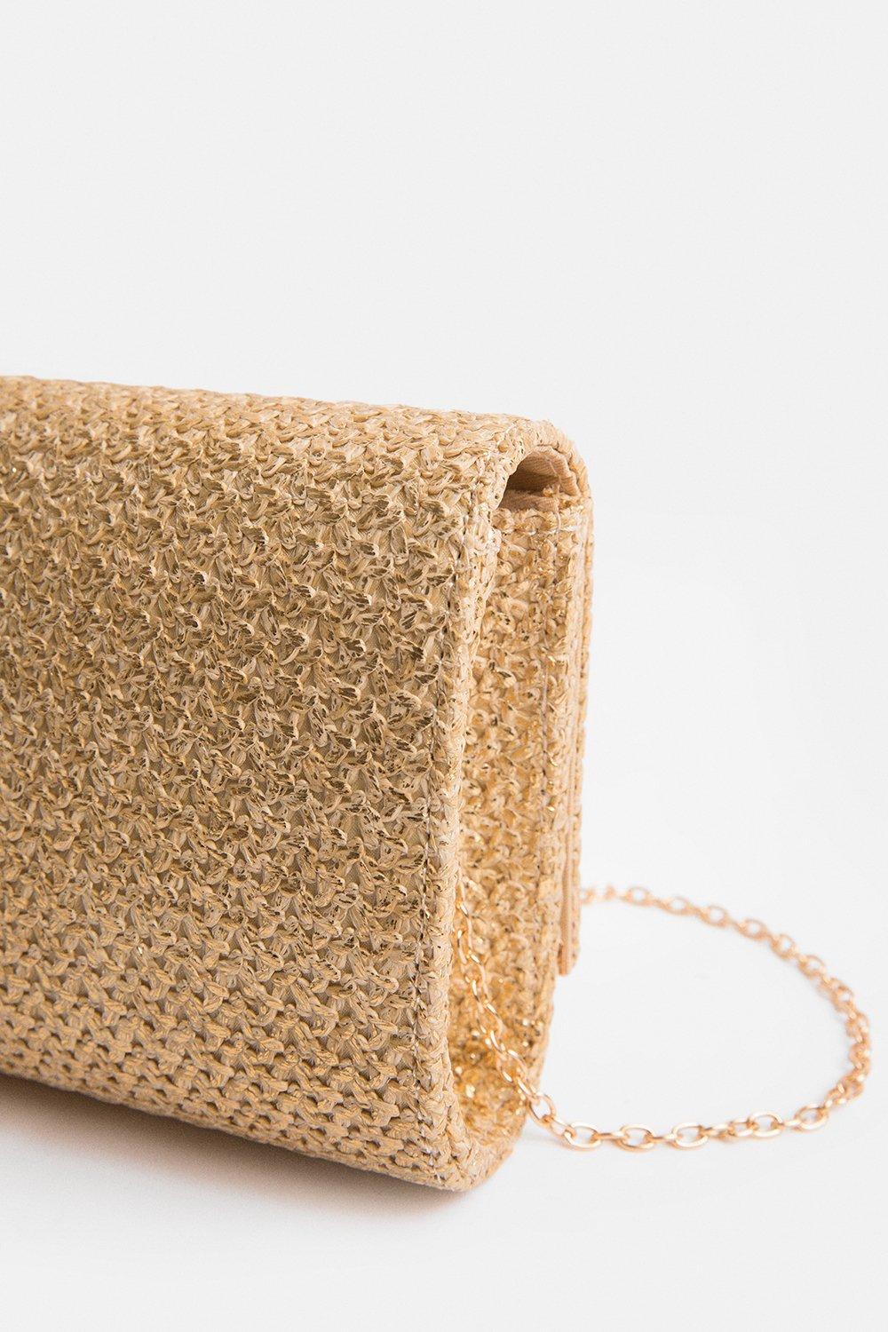 gold woven clutch bag