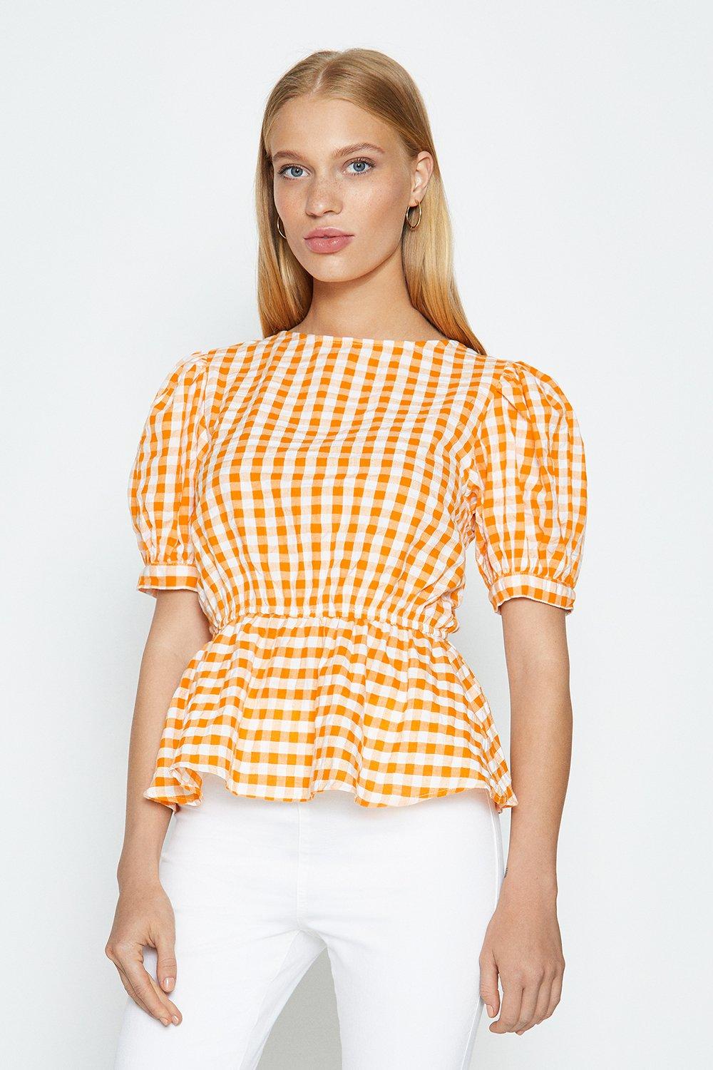 yellow gingham top