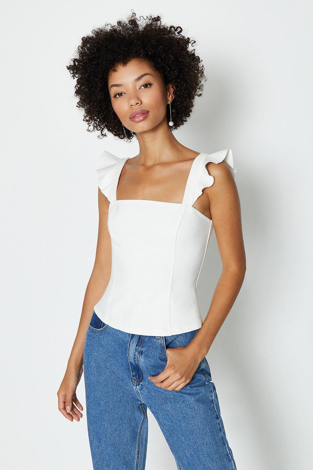 square neck ruffle top