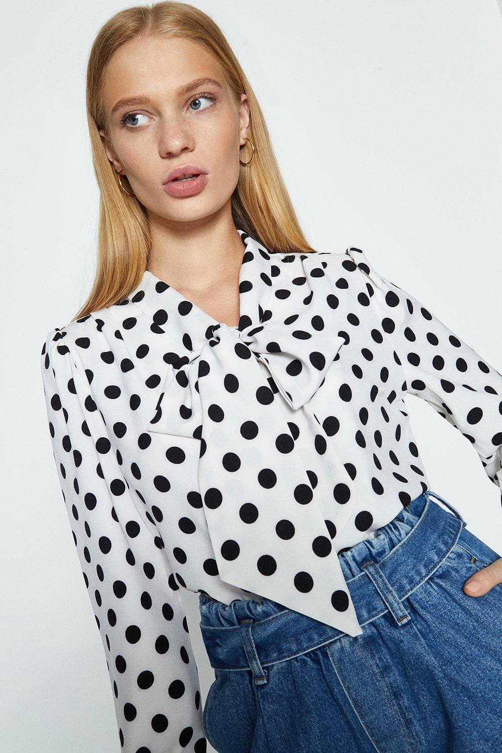 polka dot blouse with bow