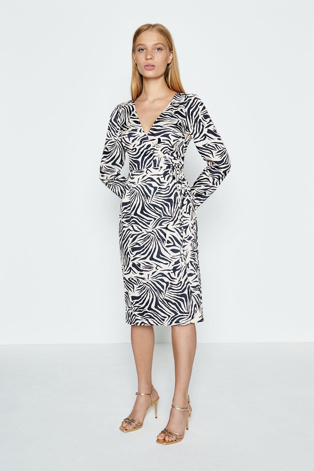 Long Sleeve Zebra Print Wrap Dress | Coast