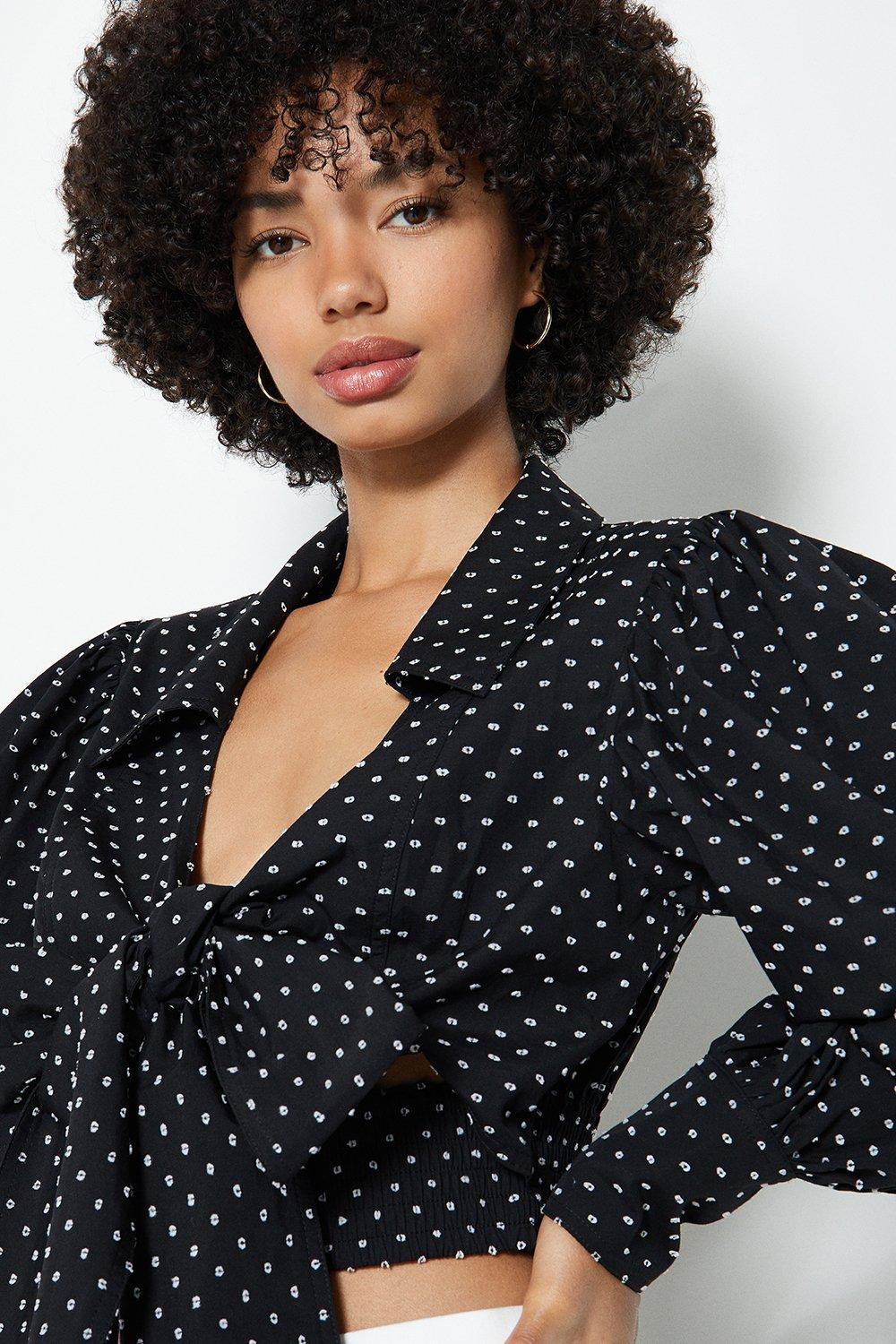 polka dot tie front top