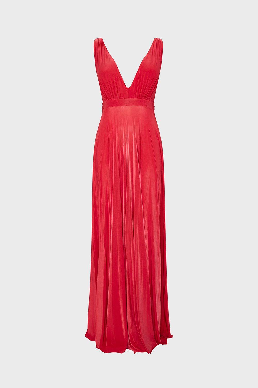 v neck jersey maxi dress