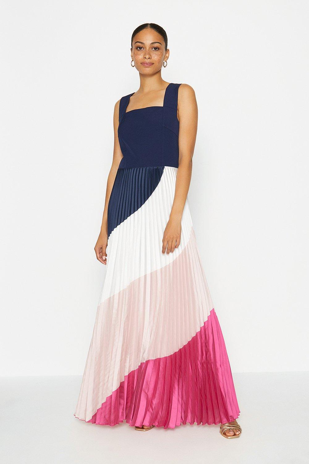 pleated skirt maxi dress