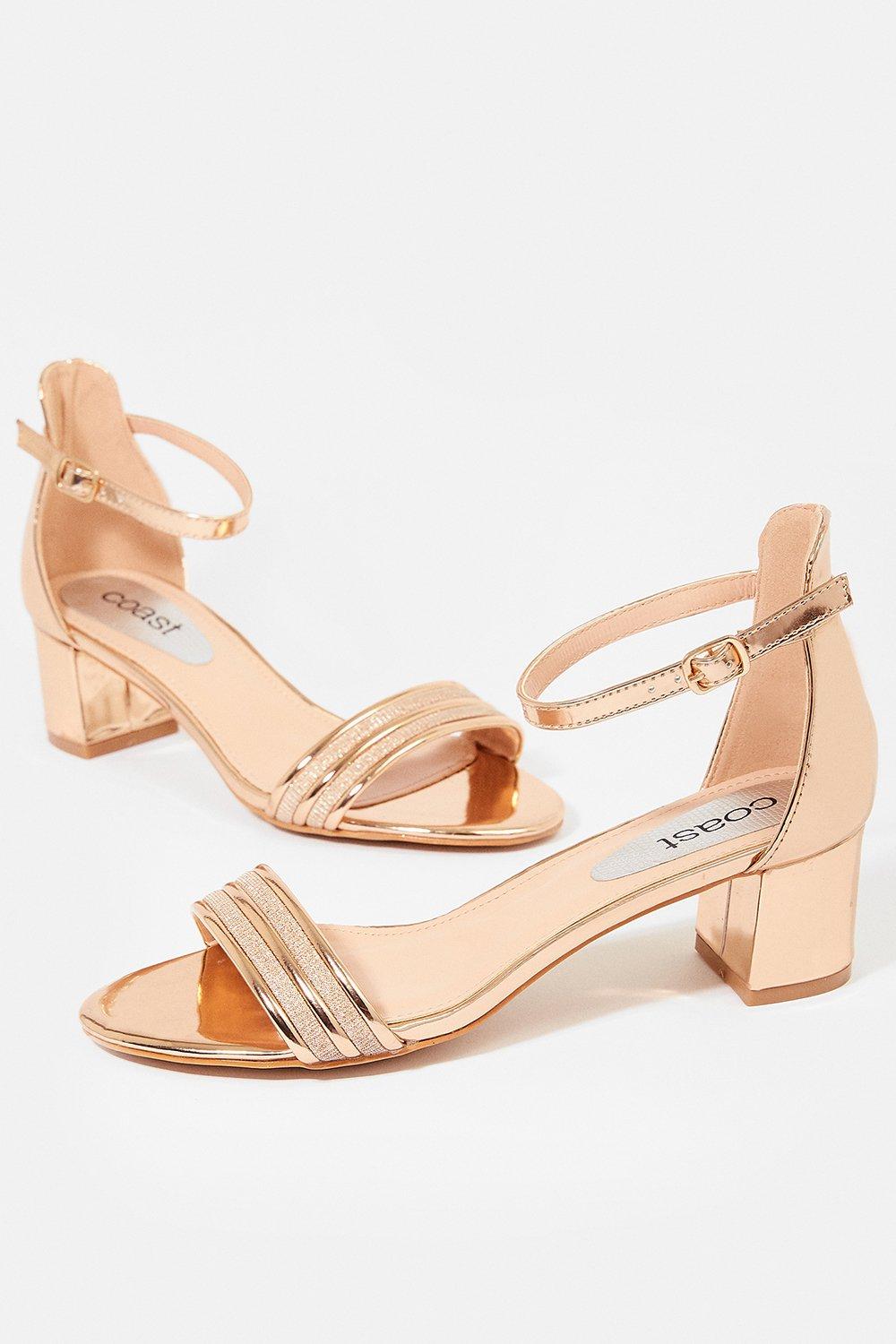 champagne block heel sandals