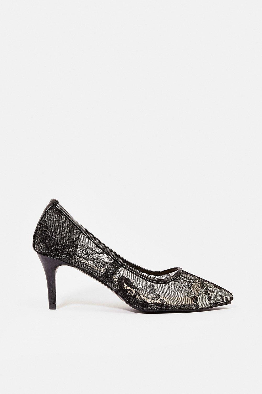 black lace up court shoes