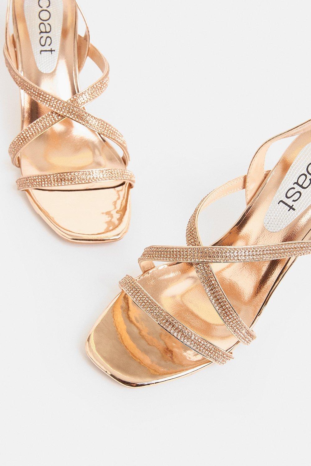 rose gold diamante sandals